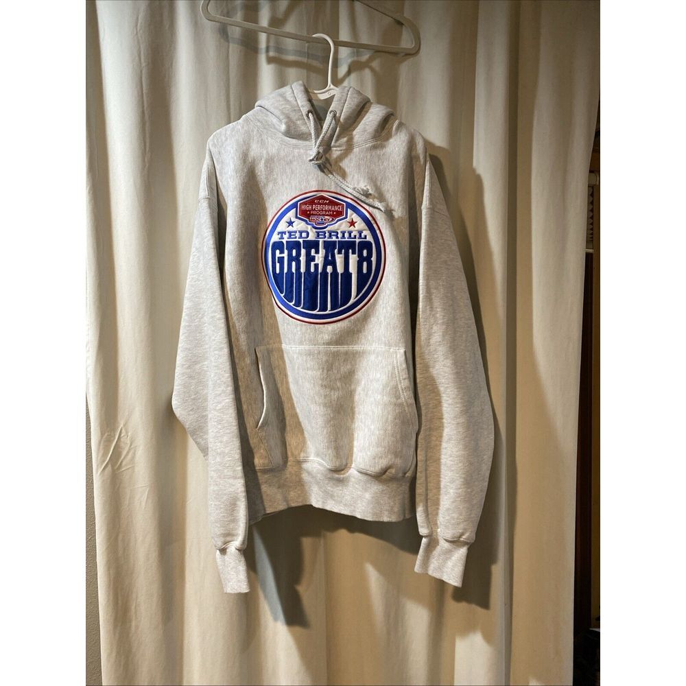 Ted Brill Great 8 CCM HOCKEY ST PAUL MN Hooded Sweatshirt gray embroidered XL